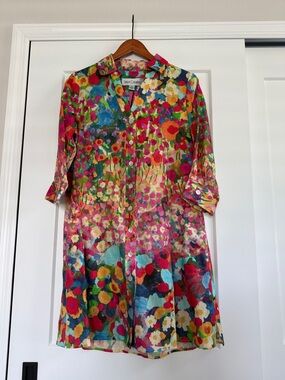 Sara Campbell Multicolor Floral Mini Dress - Bright Pink, Green, Blue, Yellow